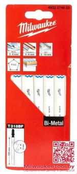 Полотно для лобзиків Milwaukee 105Х2мм,T318BF, для робіт по сталі,алюм.,дерев.з цвяхами,пластика